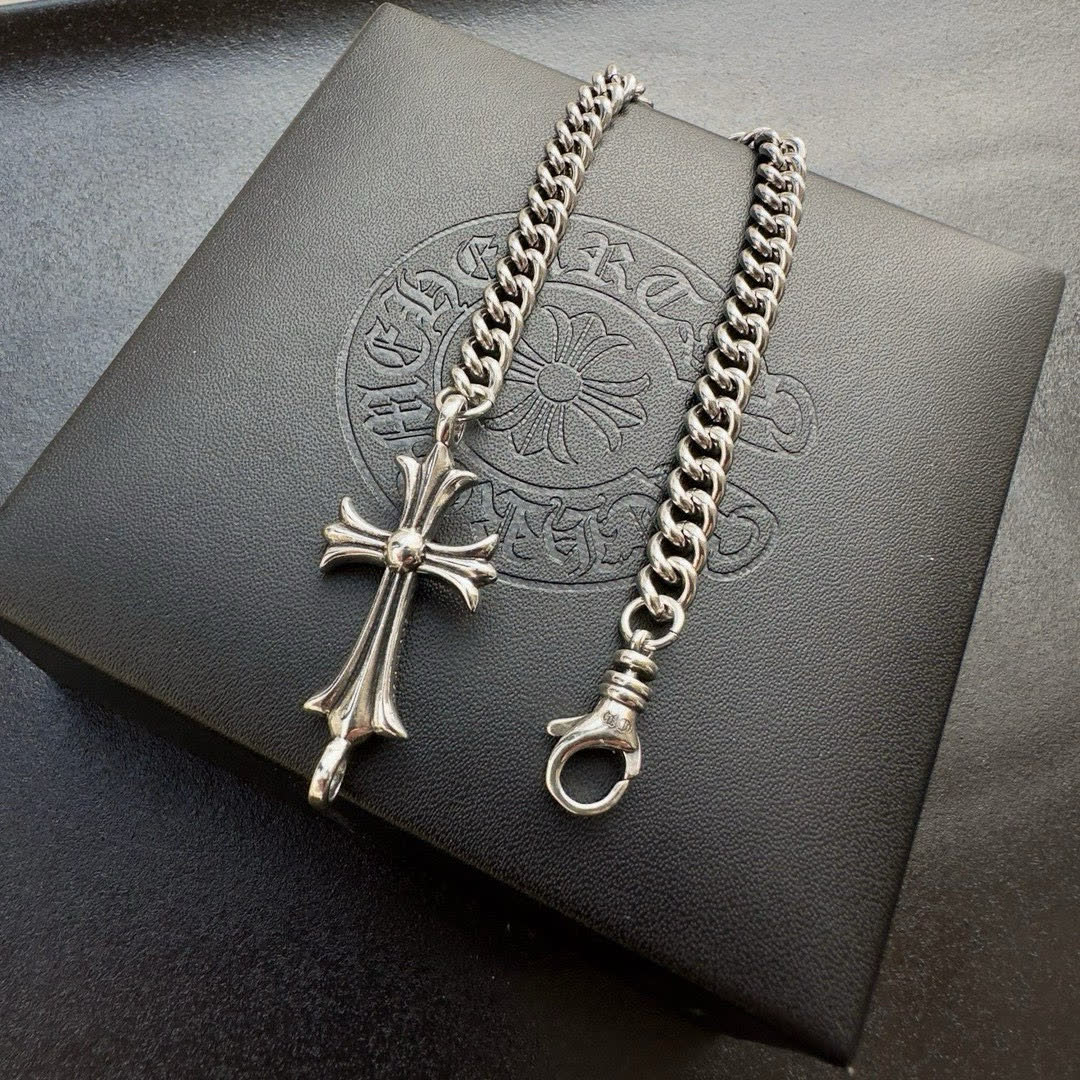 Chrome Hearts Chrono Hearts Silver Cross Charm Bracelet